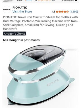 Travel Steam Iron Mini in Light Blue